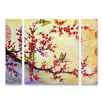 Trademark Fine Art Jean Plout Butterfly Blossoms 3 pc Multi Panel Art Set