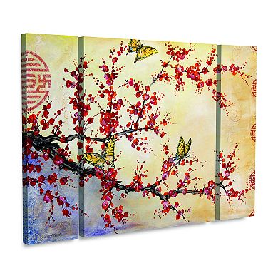 Trademark Fine Art Jean Plout Butterfly Blossoms 3-piece Multi Panel Art Set
