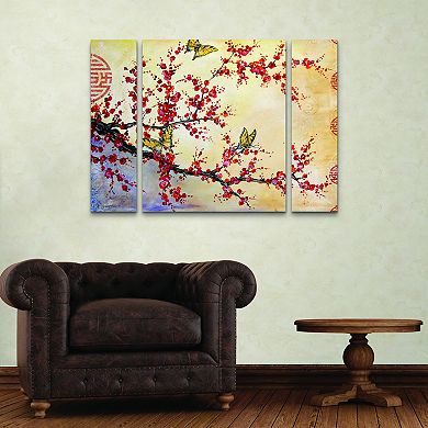 Trademark Fine Art Jean Plout Butterfly Blossoms 3-piece Multi Panel Art Set