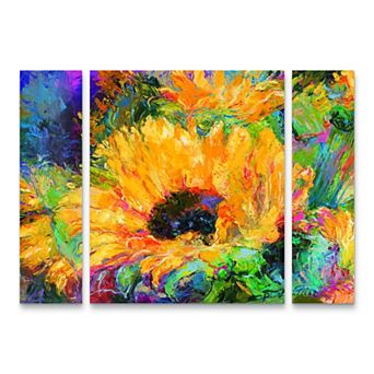 Blue Sunflowers Canvas Wall Art 3 pc Set