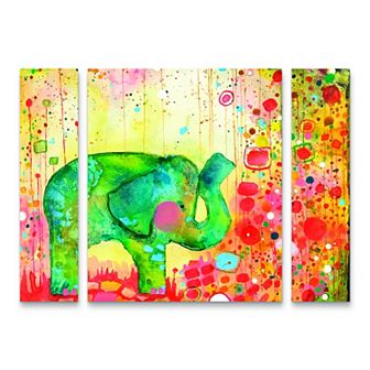 Garden Adventure Elephant Canvas Wall Art 3 pc Set