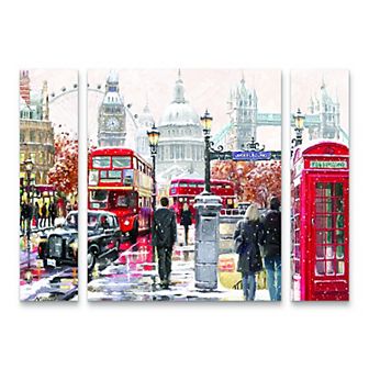 London Collage Canvas Wall Art 3 pc Set