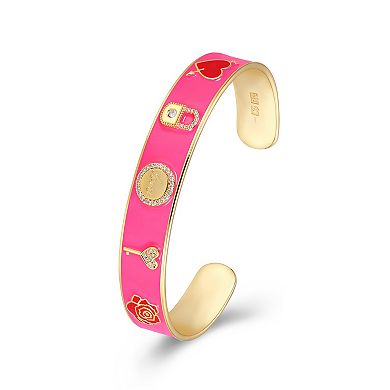 Sarafina Cubic Zirconia Pink Love Story Cuff Bracelet