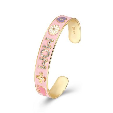 Sarafina Cubic Zirconia Pink "MOM" Cuff Bracelet