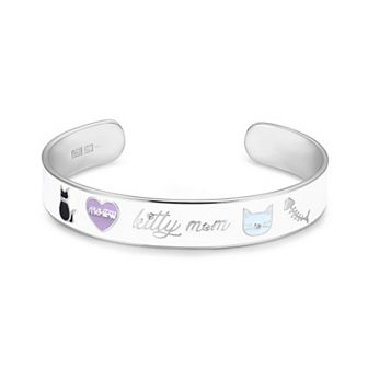 Sarafina Cubic Zirconia "Kitty Mom" Story White Cuff Bracelet