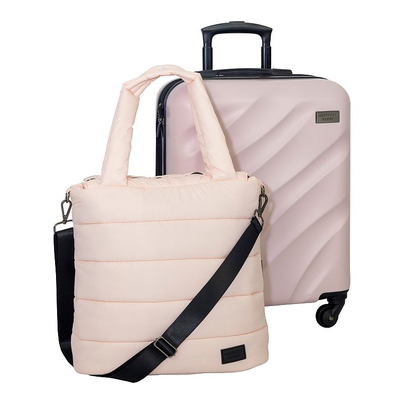 Geoffrey Beene 2-Piece 20-Inch Carry-On Hardside Luggage and Tote Bag Set, Blush