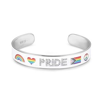 Sarafina Cubic Zirconia "PRIDE" Story White Cuff Bracelet