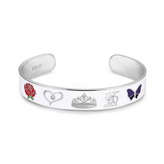 Sarafina Cubic Zirconia Quinceanera Story White Cuff Bracelet