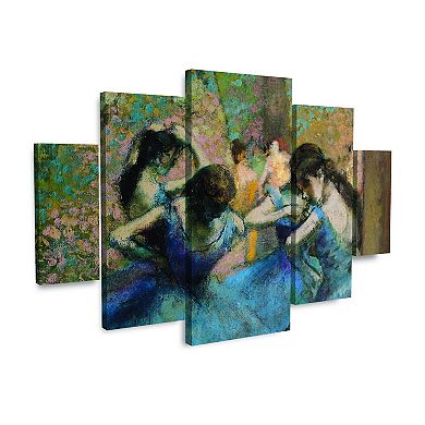 Edgar Degas Dancers in Blue 1890 Canvas Wall Art 5-piece Set