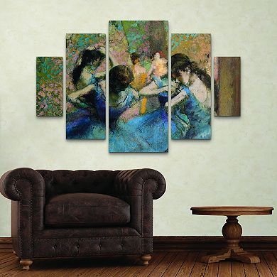 Edgar Degas Dancers in Blue 1890 Canvas Wall Art 5-piece Set