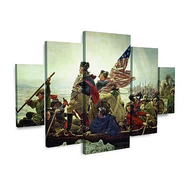 Emanuel Leutze Washington Crossing Delaware River in 1776 Canvas Wall Art 5-piece Set