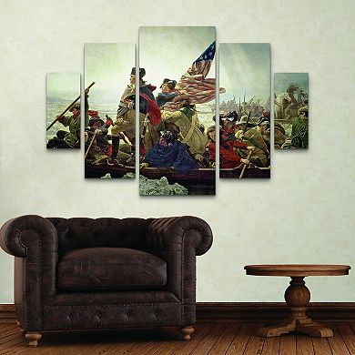 Emanuel Leutze Washington Crossing Delaware River in 1776 Canvas Wall Art 5-piece Set
