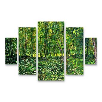Vincent van Gogh Trees and Undergrowth 1887 Canvas Wall Art 5 pc Set