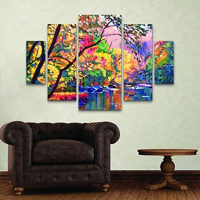 David Lloyd Glover Color Reflections Trees Canvas Wall Art 5-piece Set