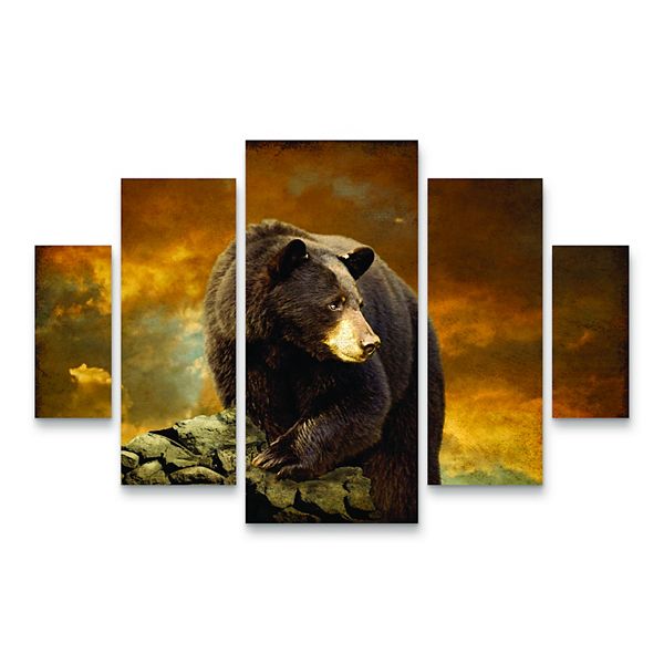 The Bear Went Over the Mountain Canvas Wall Art 5-piece Set