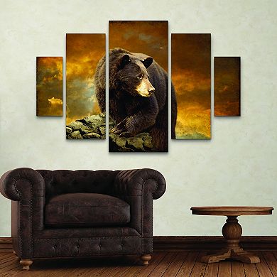 The Bear Went Over the Mountain Canvas Wall Art 5-piece Set