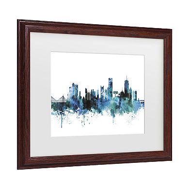 Michael Tompsett Boston Massachusetts Blue Teal Skyline Framed Wall Art