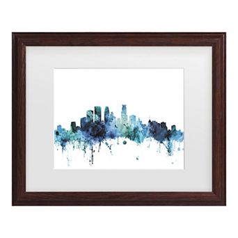 Michael Tompsett Minneapolis Minnesota Blue Teal Skyline Framed Wall Art
