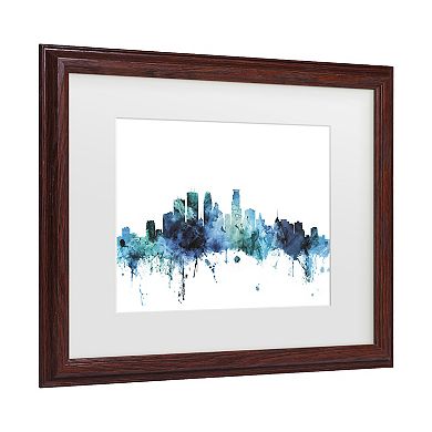 Michael Tompsett Minneapolis Minnesota Blue Teal Skyline Framed Wall Art