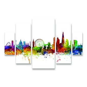 Michael Tompsett London England Skyline IX Canvas Wall Art 5 pc Set