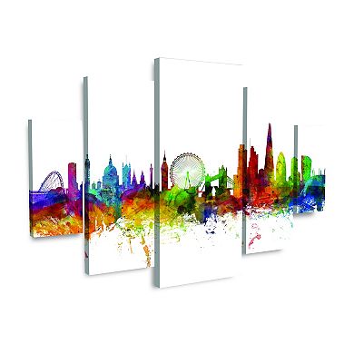 Michael Tompsett London England Skyline IX Canvas Wall Art 5-piece Set