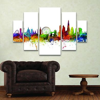 Michael Tompsett London England Skyline IX Canvas Wall Art 5-piece Set