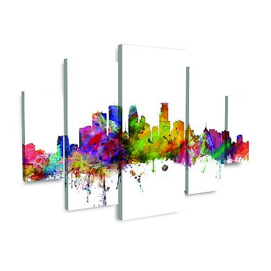 Michael Tompsett Minneapolis Minnesota Skyline Canvas Wall Art 5-piece Set