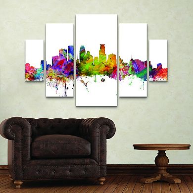 Michael Tompsett Minneapolis Minnesota Skyline Canvas Wall Art 5-piece Set