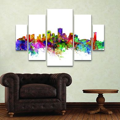 Michael Tompsett New Orleans Louisiana Skyline Canvas Wall Art 5-piece Set