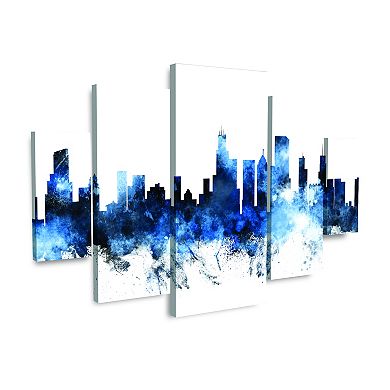 Michael Tompsett Chicago Illinois Skyline II Canvas Wall Art 5-piece Set