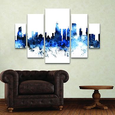 Michael Tompsett Chicago Illinois Skyline II Canvas Wall Art 5-piece Set