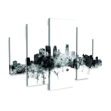 Michael Tompsett Minneapolis MN Skyline Black & White Canvas Wall Decor 5-piece Set