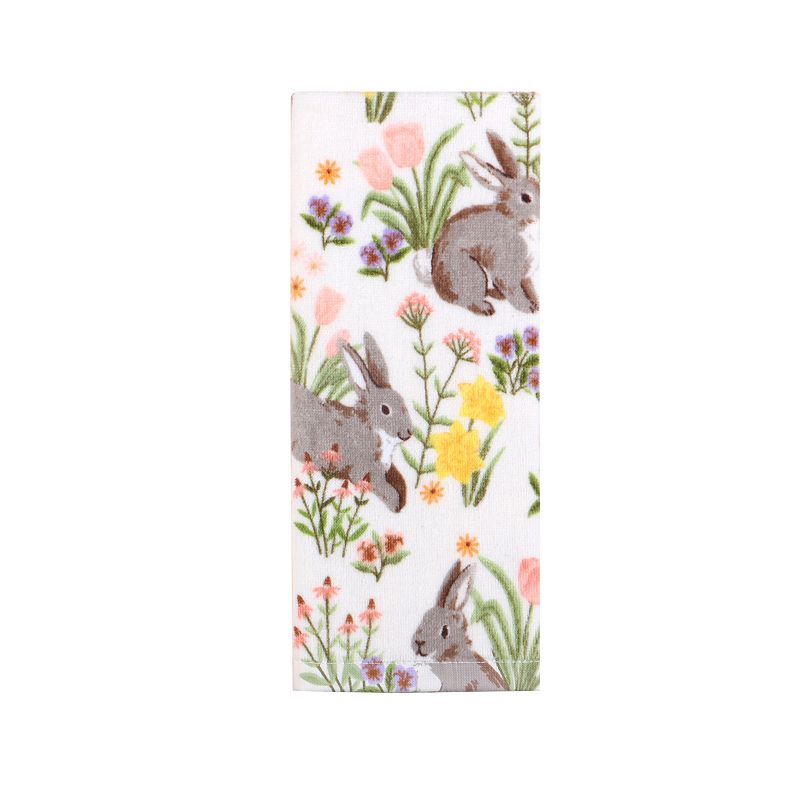 Celebrate Together Easter Printed Bunny Scene Hand Towel, Lt Beige