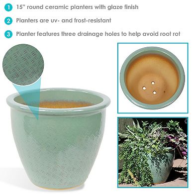 Sunnydaze Ocean Villa Indoor/Outdoor Ceramic Planter - 15"