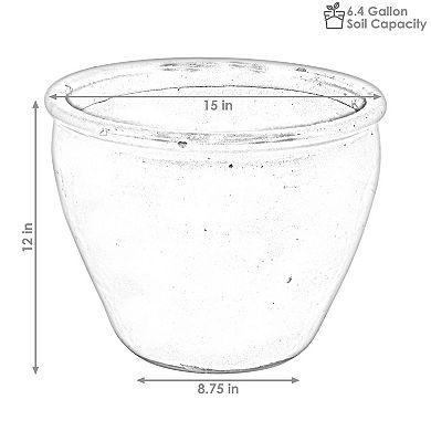 Sunnydaze Ocean Villa Indoor/Outdoor Ceramic Planter - 15"