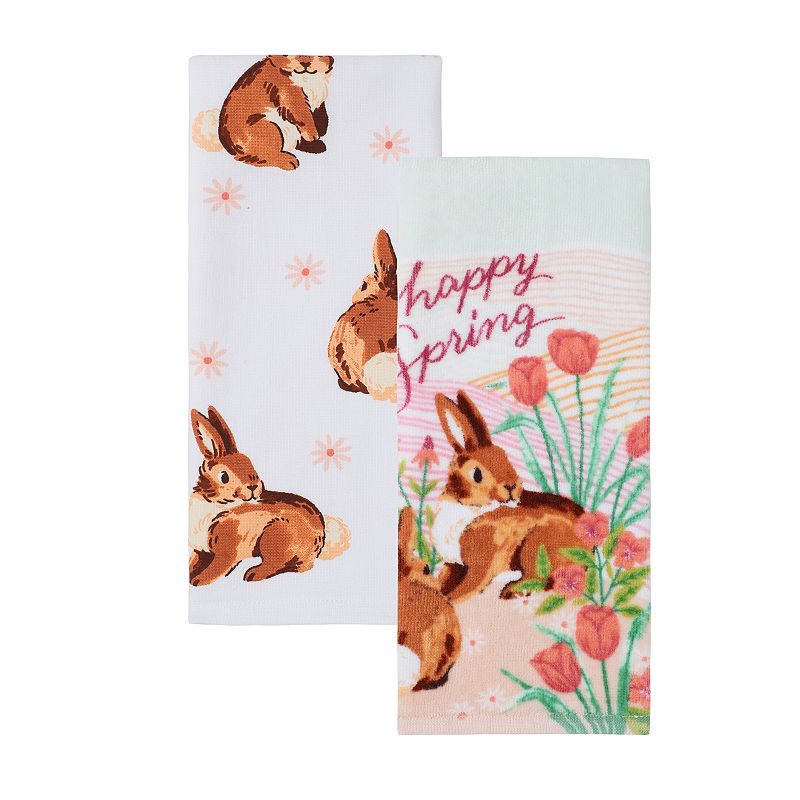 Celebrate Together Easter Painterly Bunnies Kitchen Towel 2-pk., Multicolor