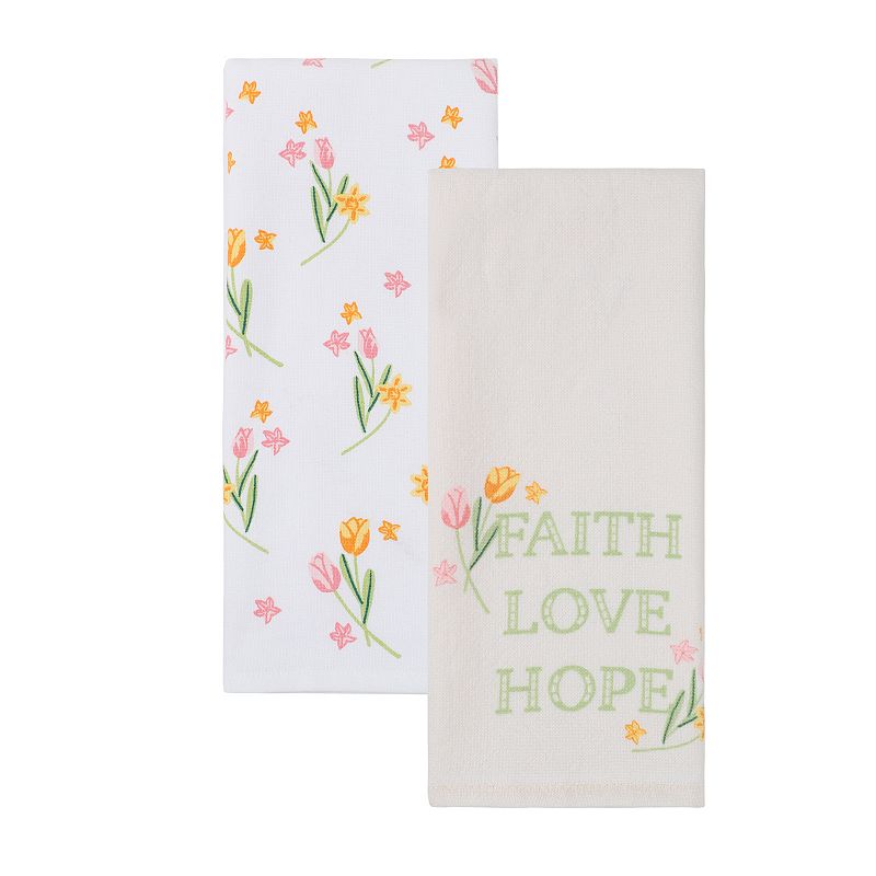 Celebrate Together Easter Faith, Love, Hope Kitchen Towel 2-pk., White