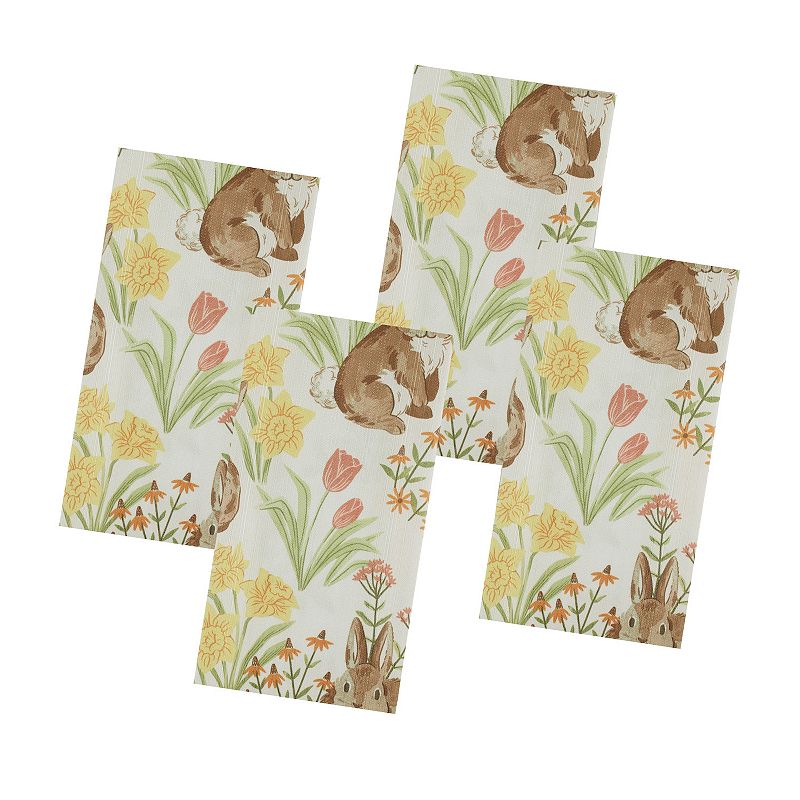 Celebrate Together Easter Bunny with Flowers Dinner Napkin 4-pk., Multicolo