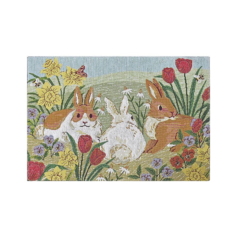 Celebrate Together Easter Field Bunnies Tapestry Placemat, Multicolor, Fits