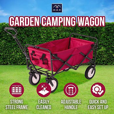 Mac Sports Collapsible Folding Outdoor Utility Garden Camping Wagon Cart, Red