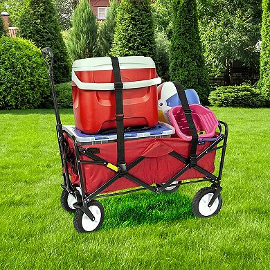 Mac Sports Collapsible Folding Outdoor Utility Garden Camping Wagon Cart, Red