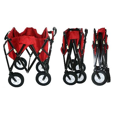 Mac Sports Collapsible Folding Outdoor Utility Garden Camping Wagon Cart, Red