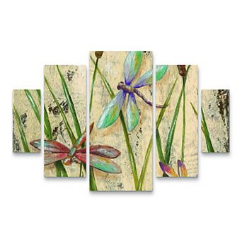 Dancing Dragonflies I Canvas Wall Art 5 pc Set