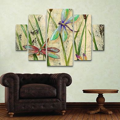 Dancing Dragonflies I Canvas Wall Art 5-piece Set