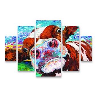 Curious Cow I Canvas Wall Art 5 pc Set