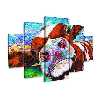 Curious Cow I Canvas Wall Art 5-piece Set