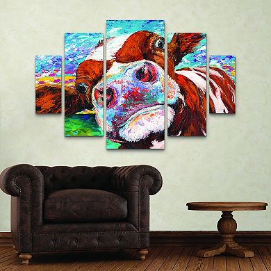 Curious Cow I Canvas Wall Art 5-piece Set