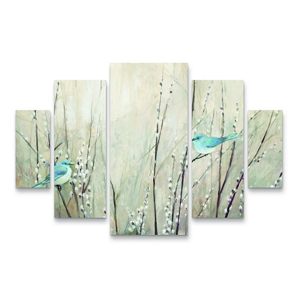 Pretty Blue Birds Canvas Wall Art 5-piece Set