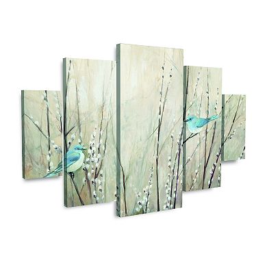 Pretty Blue Birds Canvas Wall Art 5-piece Set