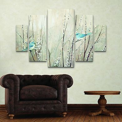 Pretty Blue Birds Canvas Wall Art 5-piece Set